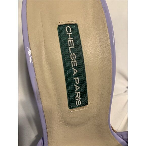 Chelsea Paris Authentic Lavender Purple Patent Leather Block Heel Slides 7 - Picture 7 of 8